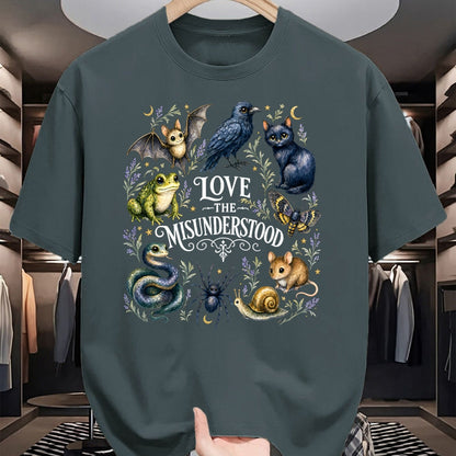 Cat Love Shirt, Funny Cat Lover Gift UnisexT-Shirt/Hoodie/Sweatshirt HLT00 - Love The Misunderstood Bat Frog Raven Snake Cat Moth Spider T-Shirt (2)