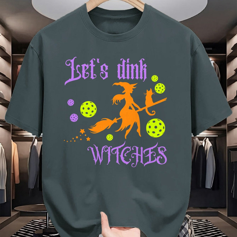 Funny Pickleball Shirt, Pickleball Lover Unisex T-Shirt/Hoodie/Sweatshirt HLT00 - Halloween Pickleball Let's Dink Witches T-Shirt