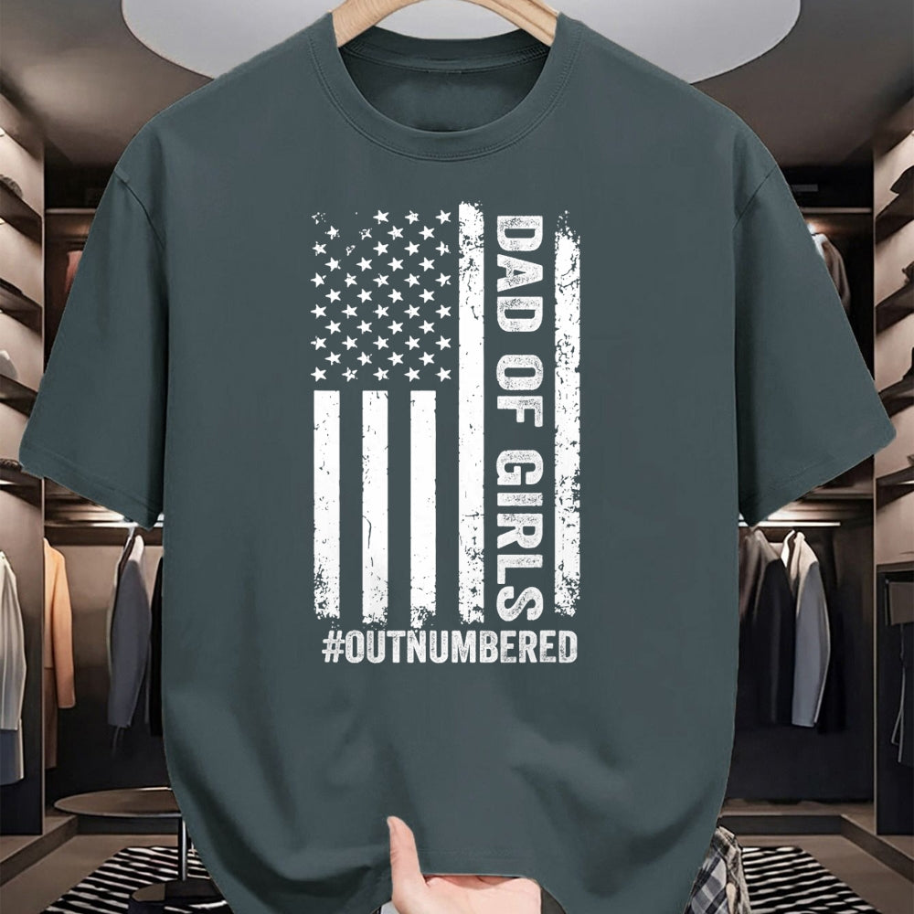 Gift for Dad Shirt, Funny Dad Unisex T-Shirt/Hoodie/Sweatshirt HLT00 – Proud Dad of Girl Outnumbered American Flag Father_s Day T-Shirt