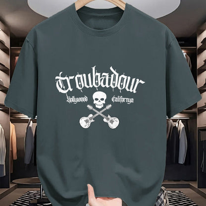 Guitar Lover Shirt, Funny Guitar UnisexT-Shirt/Hoodie/Sweatshirt HLT00 - Vintage Skull Troubadour Guitar Rock Music Tee T-Shirt