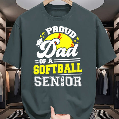 Gift for Dad Shirt, Funny Dad Unisex T-Shirt/Hoodie/Sweatshirt HLT00 – Proud Dad Of A Softball Senior 2025 Graduate T-Shirt