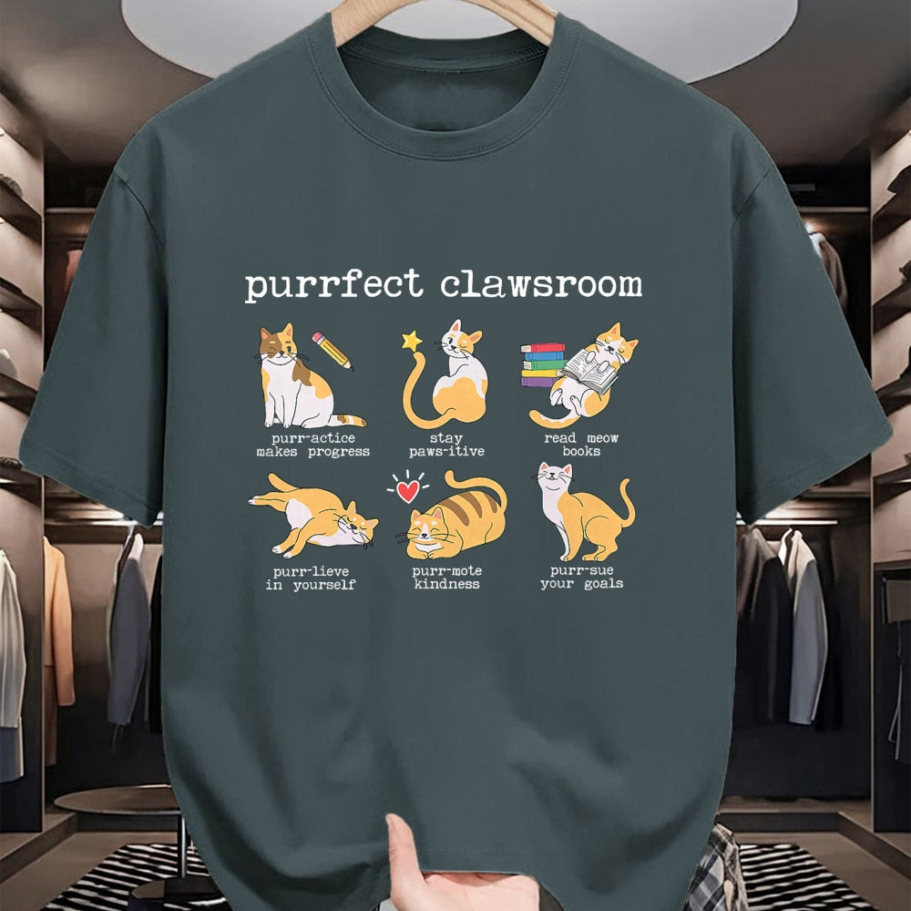 Cat Love Shirt, Funny Cat Lover Gift UnisexT-Shirt/Hoodie/Sweatshirt HLT00 - Purrfect Clawsroom Puns Cat Lover Teacher Classroom Student T-Shirt