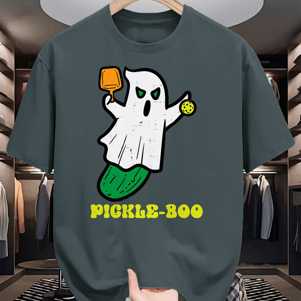 Funny Pickleball Shirt, Pickleball Lover Unisex T-Shirt/Hoodie/Sweatshirt HLT00 - Halloween Pickleball Pickle Boo Ghost Costume Men Women Kids T-Shirt