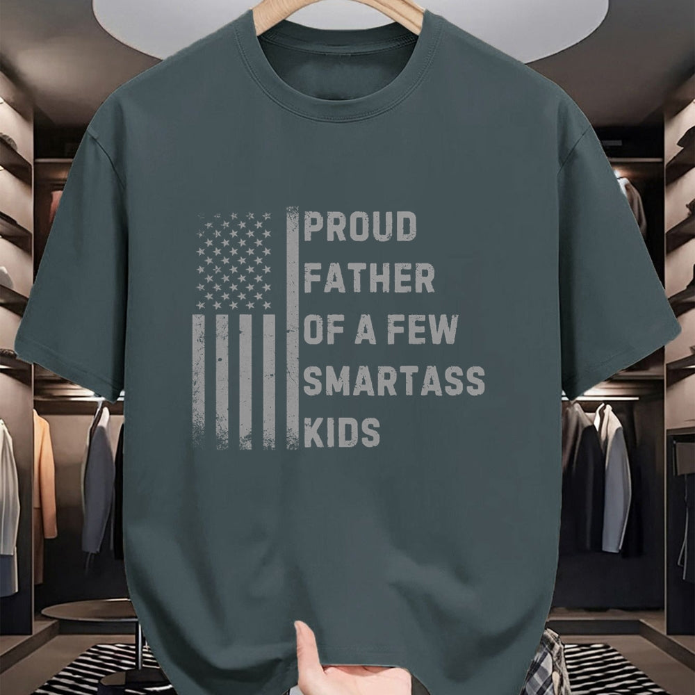 Gift for Dad Shirt, Funny Dad Unisex T-Shirt/Hoodie/Sweatshirt HLT00 – Proud Father Of A Few Smartass Kids American Flag Dad Joke T-Shirt