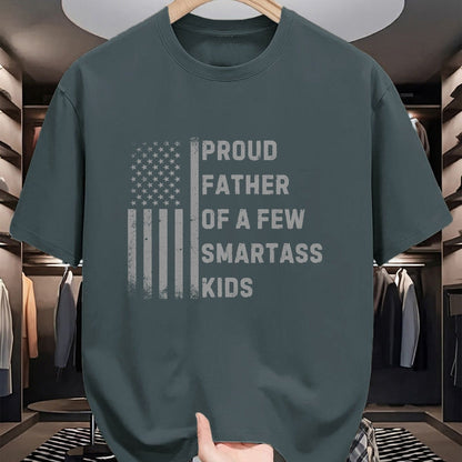 Gift for Dad Shirt, Funny Dad Unisex T-Shirt/Hoodie/Sweatshirt HLT00 – Proud Father Of A Few Smartass Kids American Flag Dad Joke T-Shirt