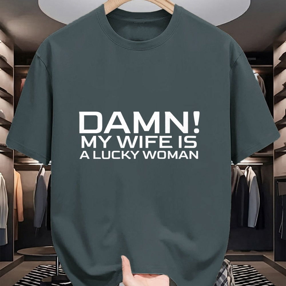 Best Wife Shirt, Wife and Husband Unisex T-Shirt/Hoodie/Sweatshirt HLT00 - Gift for wife T shirt, lucky wife   My Wife Is A Lucky Woman Funny Husband Father's Day Married T-Sh