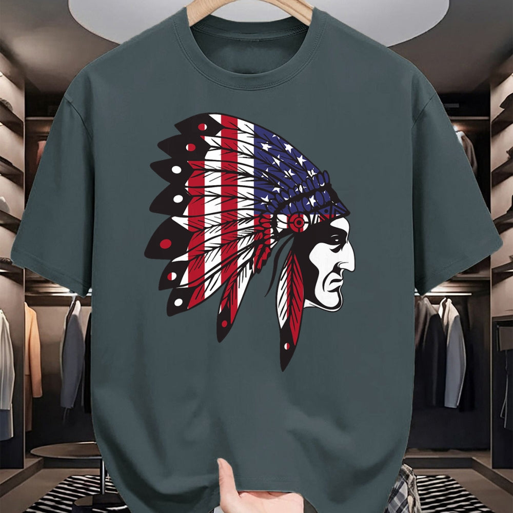 Native American T-Shirts, Vintage Native American Unisex T-Shirt/Hoodie/Sweatshirt HLT00 - Native American Indian Chief American USA Flag 4th Of July