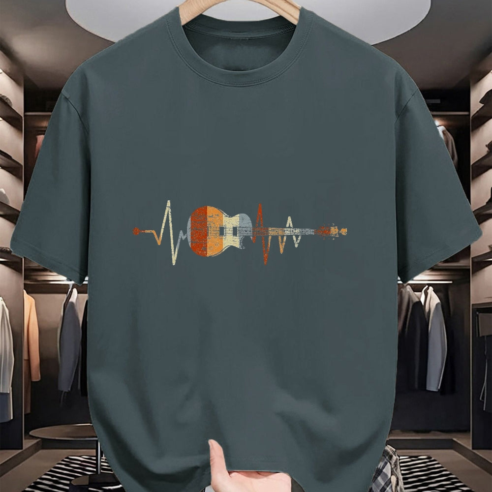 Guitar Lover Shirt, Funny Guitar UnisexT-Shirt/Hoodie/Sweatshirt HLT00 - Heartbeat Guitarist Guitar T-Shirt, Men, Black, 3X-Large