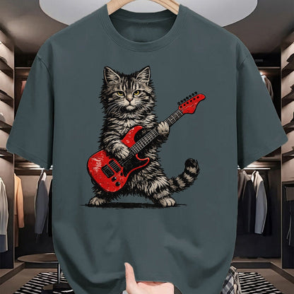 Guitar Lover Shirt, Funny Guitar UnisexT-Shirt/Hoodie/Sweatshirt HLT00 - Funny Cat Playing Guitar Rock and Roll Gifts Men Women Kids T-Shirt (5)