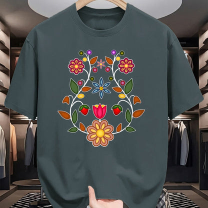 Native American T-Shirts, Vintage Native American Unisex T-Shirt/Hoodie/Sweatshirt HLT00 - Ojibwe Floral Native Wild Flowers Indigenous Cute Botanical (1)