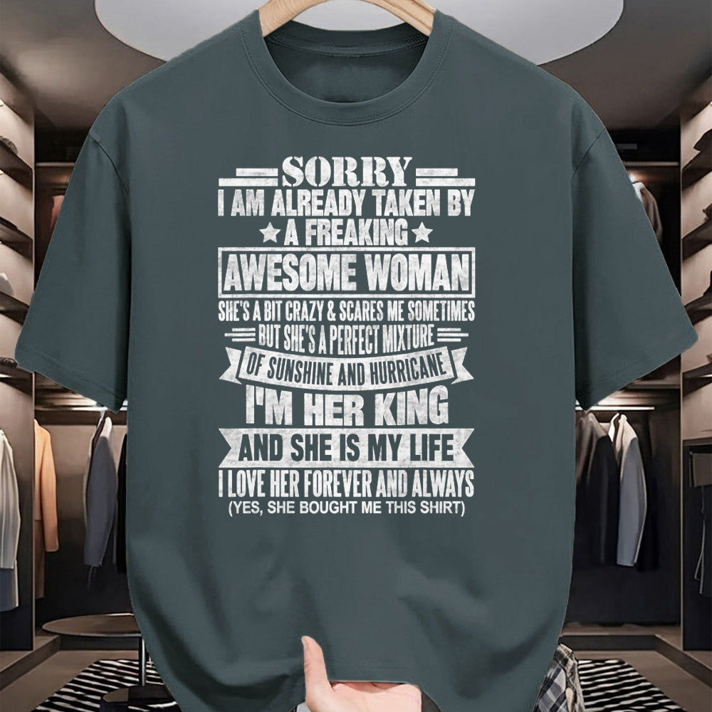 Best Wife Shirt, Wife and Husband Unisex T-Shirt/Hoodie/Sweatshirt HLT00 - Sorry I'm Taken by a Freaking Awesome Woman Funny Husband T-Shirt