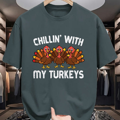 Best Thanksgiving Family Shirt , Funny Thanksgiving UnisexT-Shirt/Hoodie/Sweatshirt HLT00 - Thanksgiving Chillin with My Turkeys Funny Men Women Kids T-Shirt