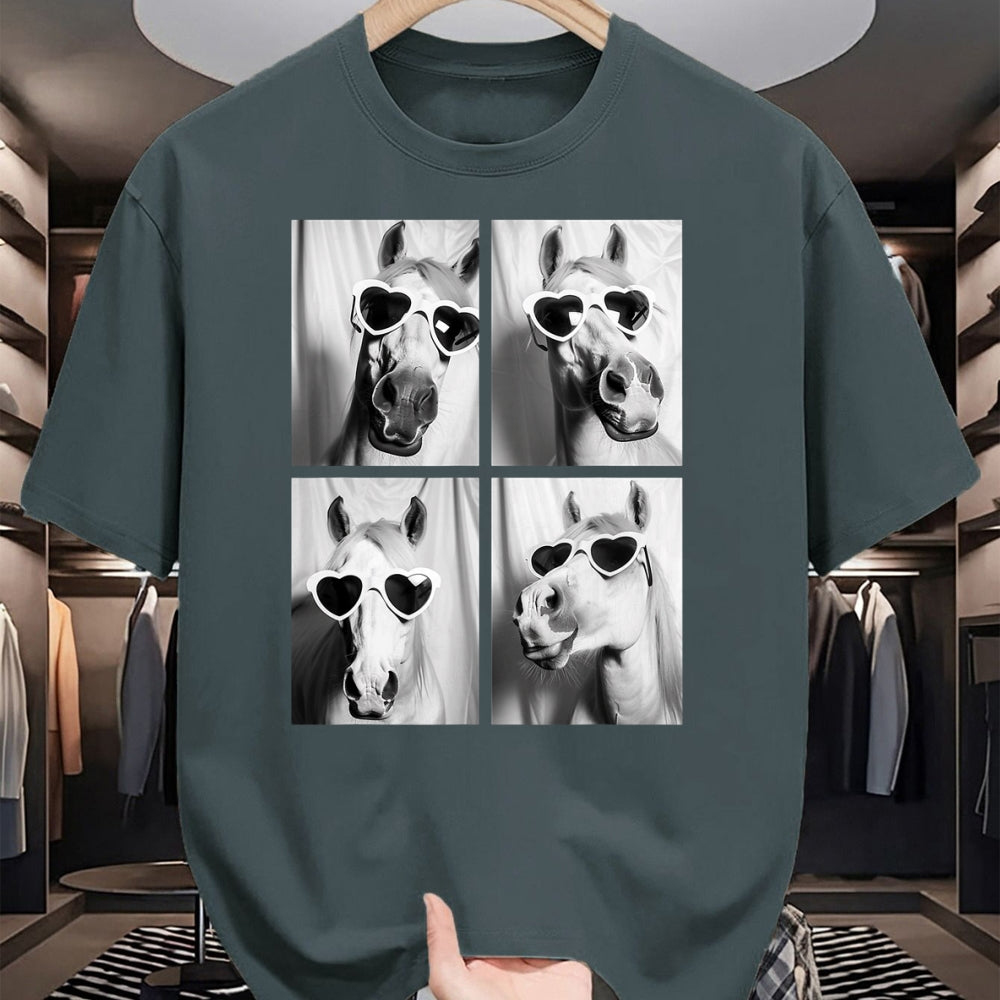 Best Horse Lover Shirt , Funny Horse UnisexT-Shirt/Hoodie/Sweatshirt HLT00 - Cute Horses with Hearts Sunglasses Funny Valentine_s Day T-Shirt