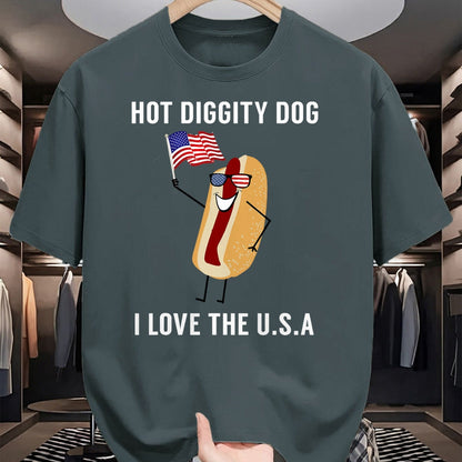 Dog Love Shirt, Dog Lover Gift T-Shirt/Hoodie/Sweatshirt HLT00 - Hot Diggity Dog I Love USA - Funny Fourth of July T-Shirt (1)