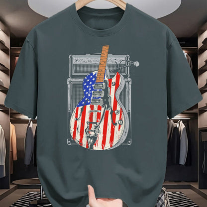 Guitar Lover Shirt, Funny Guitar UnisexT-Shirt/Hoodie/Sweatshirt HLT00 - American Flag Guitar 4th of July Guitarist USA Country Music T-Shirt