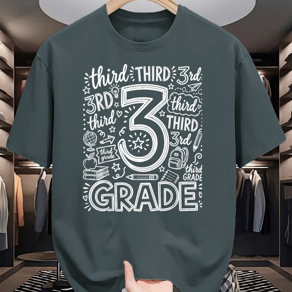 Best Student Shirt, Funny Back To School UnisexT-Shirt/Hoodie/Sweatshirt HLT00 - 3rd Grade Typography Team Third Grade Teacher Back to School T-Shirt, Men, Black, 3X-Large