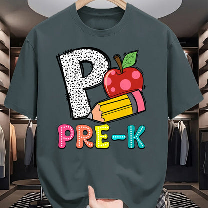 Best Student Shirt, Funny Back To School UnisexT-Shirt/Hoodie/Sweatshirt HLT00 - P is for Pre-K Teacher Pencil Apple Back to School T-Shirt