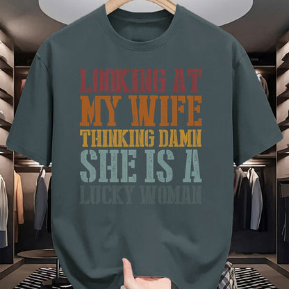 Best Wife Shirt, Wife and Husband Unisex T-Shirt/Hoodie/Sweatshirt HLT00 - Gift for wife T shirt, lucky wife   Funny Looking At My Wife I Think Damn She Is A Lucky Woman T-Shi (1)