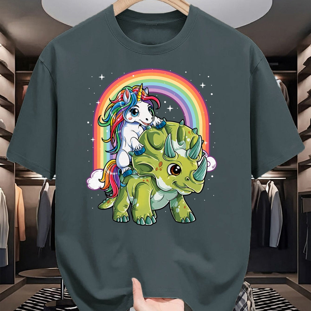 Best Dinosaur Lover Shirt, Funny Dinosaur UnisexT-Shirt/Hoodie/Sweatshirt HLT00 - Unicorn Riding Dinosaur Triceratops Funny Boys Girls Rainbow T-Shirt Small