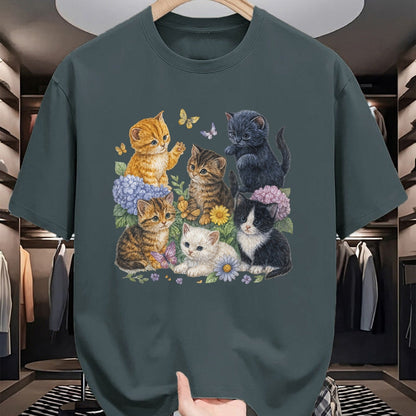 Cat Love Shirt, Funny Cat Lover Gift UnisexT-Shirt/Hoodie/Sweatshirt HLT00 - Cat Flower Floral Cute Kitten Vintage Flowers Art Cat Lover T-Shirt