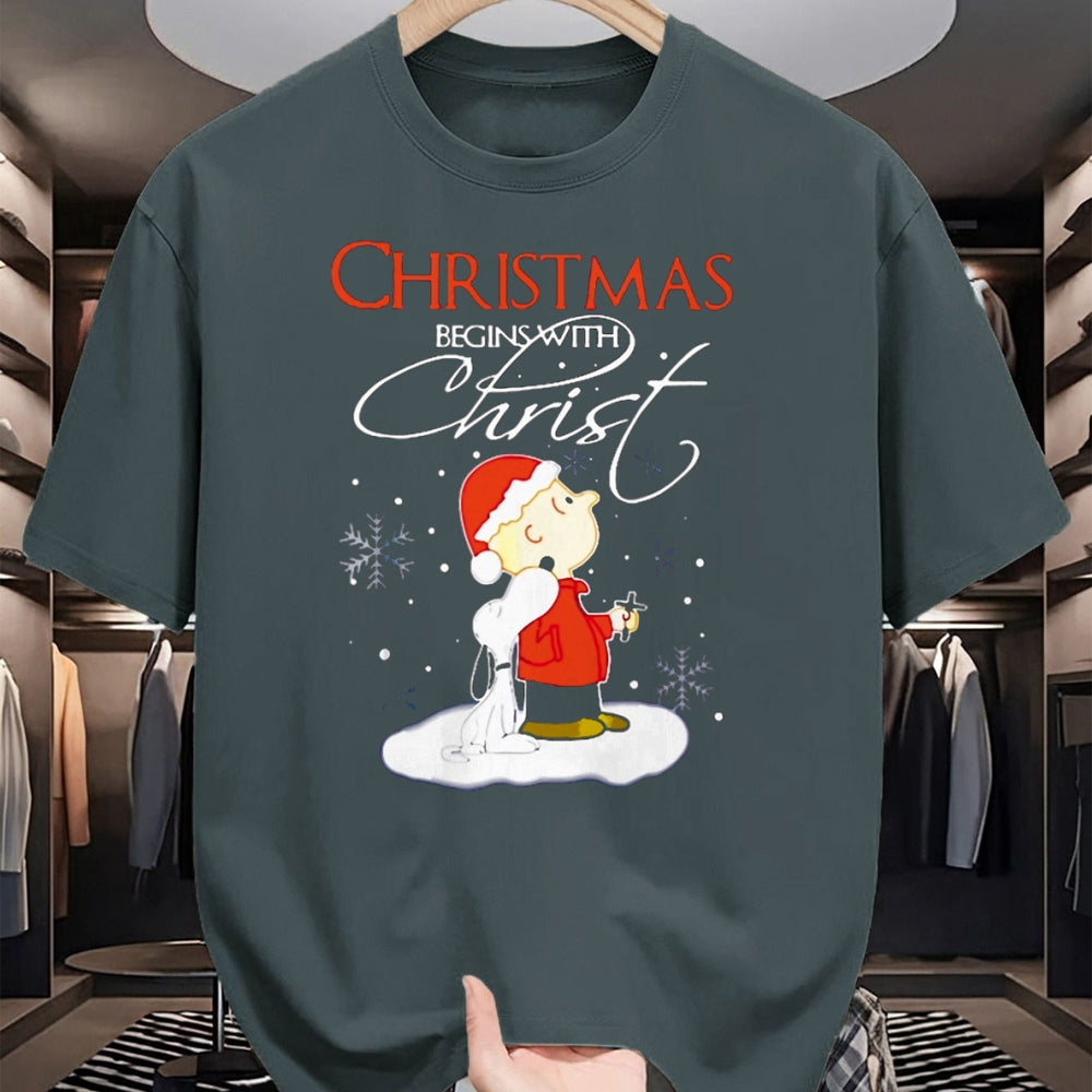 Christian Tee, Christian Faith Unisex T-Shirt/Hoodie/Sweatshirt HLT00 - Christmas Begins With Christ Xmas Gift Holiday costume T-Shirt