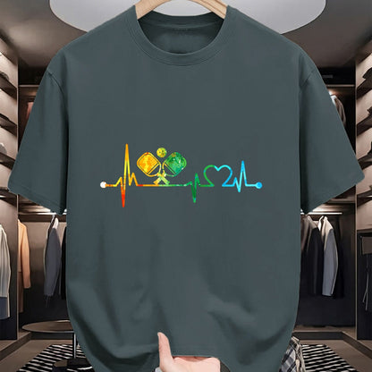 Funny Pickleball Shirt, Pickleball Lover Unisex T-Shirt/Hoodie/Sweatshirt HLT00 - Funny Pickleball Paddle Heartbeat Vintage Colors T-Shirt Small