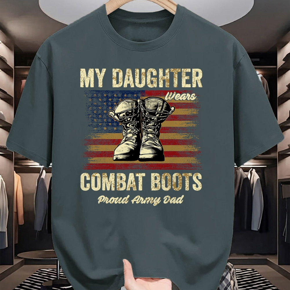 Gift for Dad Shirt, Funny Dad Unisex T-Shirt/Hoodie/Sweatshirt HLT00 – My Daughter Wears Combat Boots Proud Army Dad Veteran Day T-Shirt