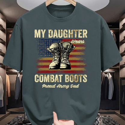 Gift for Dad Shirt, Funny Dad Unisex T-Shirt/Hoodie/Sweatshirt HLT00 – My Daughter Wears Combat Boots Proud Army Dad Veteran Day T-Shirt