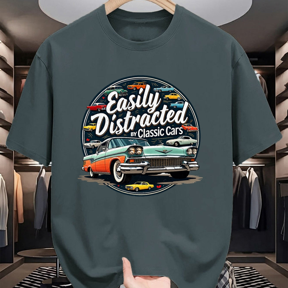 Best Mechanic Life Shirt, Funny Mechanic UnisexT-Shirt/Hoodie/Sweatshirt HLT00 - Easily Distracted By Classic Cars Shirt Vintage Old Car Guy T-Shirt