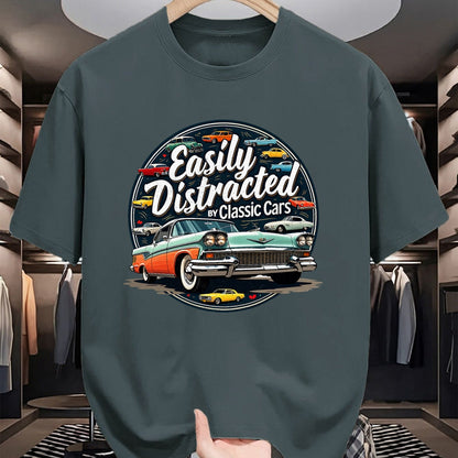 Best Mechanic Life Shirt, Funny Mechanic UnisexT-Shirt/Hoodie/Sweatshirt HLT00 - Easily Distracted By Classic Cars Shirt Vintage Old Car Guy T-Shirt