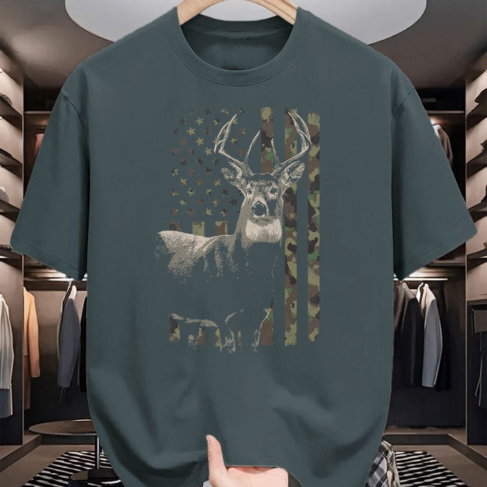 Funny Hunting Shirt, Gift For Hunting Lover Unisex T-Shirt/Hoodie/Sweatshirt HLT00 - Hunting Camo American Flag Deer T-Shirt