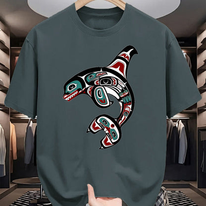 Native American T-Shirts, Vintage Native American Unisex T-Shirt/Hoodie/Sweatshirt HLT00 - Orca Killer Whale Pacific Northwest Alaska Native American