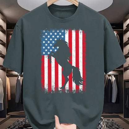 Best Horse Lover Shirt , Funny Horse UnisexT-Shirt/Hoodie/Sweatshirt HLT00 - Horse American Flag USA 4th of July Men Women Boys Girls T-Shirt