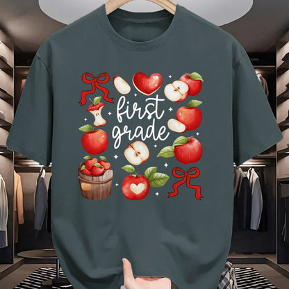 Best Student Shirt, Funny Back To School UnisexT-Shirt/Hoodie/Sweatshirt HLT00 - First Grade Teacher Apple Coquette Bow Fruit Back to School T-Shirt