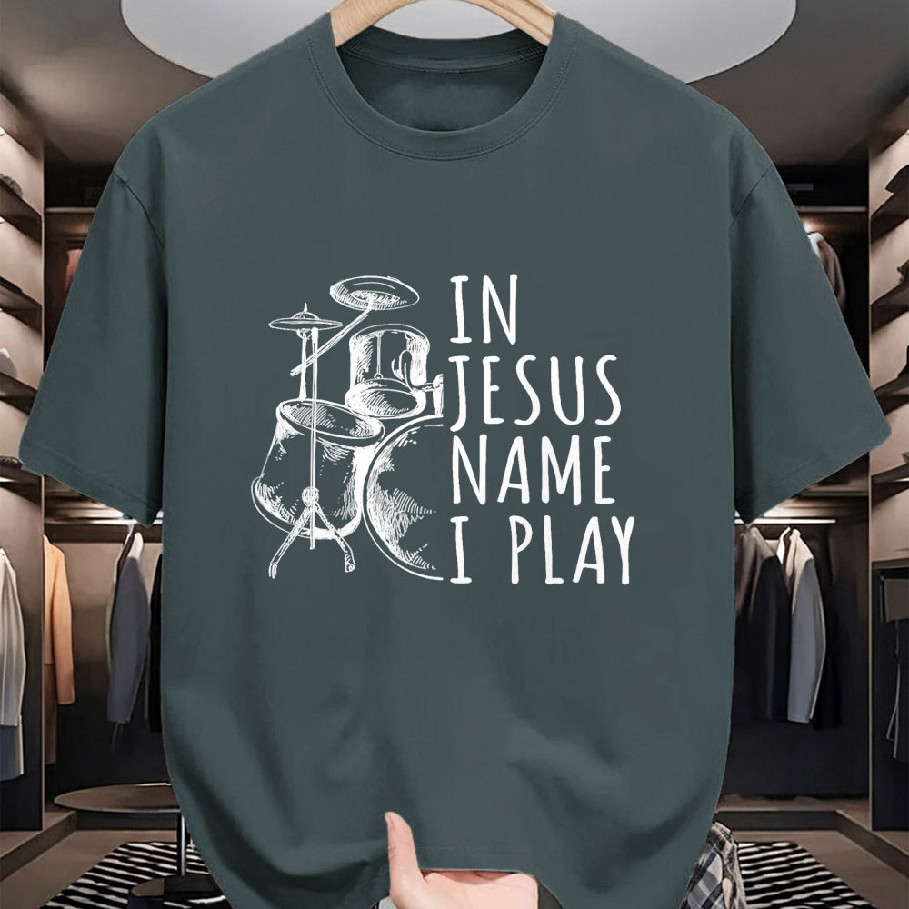 Christian Tee, Christian Faith Unisex T-Shirt/Hoodie/Sweatshirt HLT00 - Christian Drumming In Jesus Name Play Drums Worship Drummer T-Shirt (1)