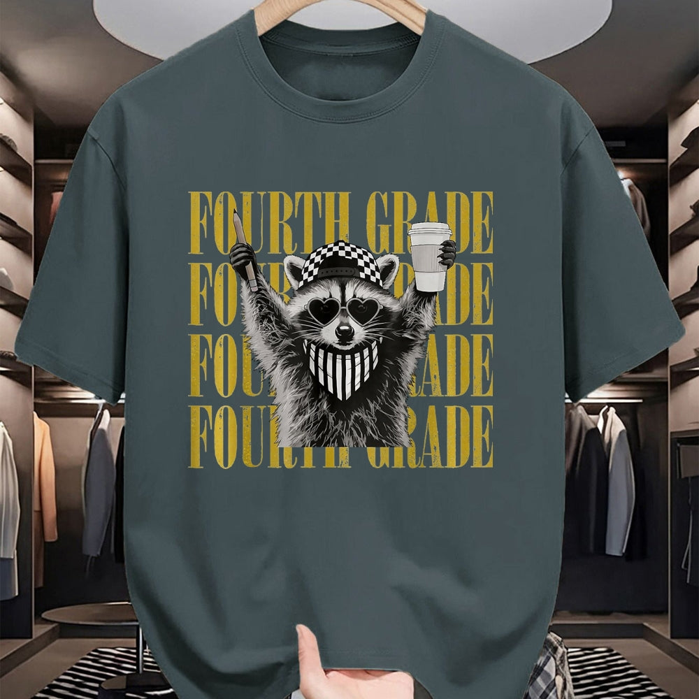 Best Teacher Shirt, Funny Teacher UnisexT-Shirt/Hoodie/Sweatshirt HLT00 - Funny Fourth Grade Teacher Feral Raccoon Back to School T-Shirt, Women, Black, Large