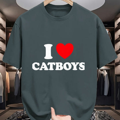 Cat Love Shirt, Funny Cat Lover Gift UnisexT-Shirt/Hoodie/Sweatshirt HLT00 - Cat Boy Heart Funny Cute Costume Furry Catboy Joke Meme Fan T-Shirt, Men, Black, 3X-Large