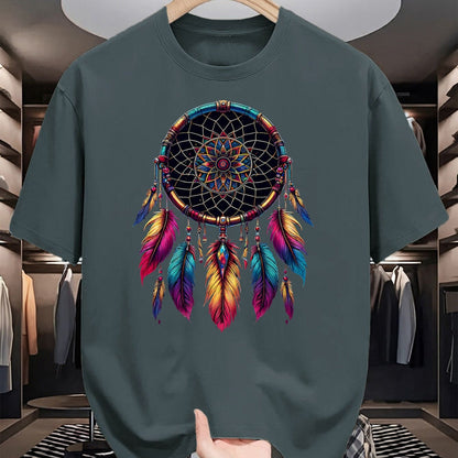 Native American T-Shirts, Vintage Native American Unisex T-Shirt/Hoodie/Sweatshirt HLT00 - Colorful Dreamcatcher Feather Native American Indian Art
