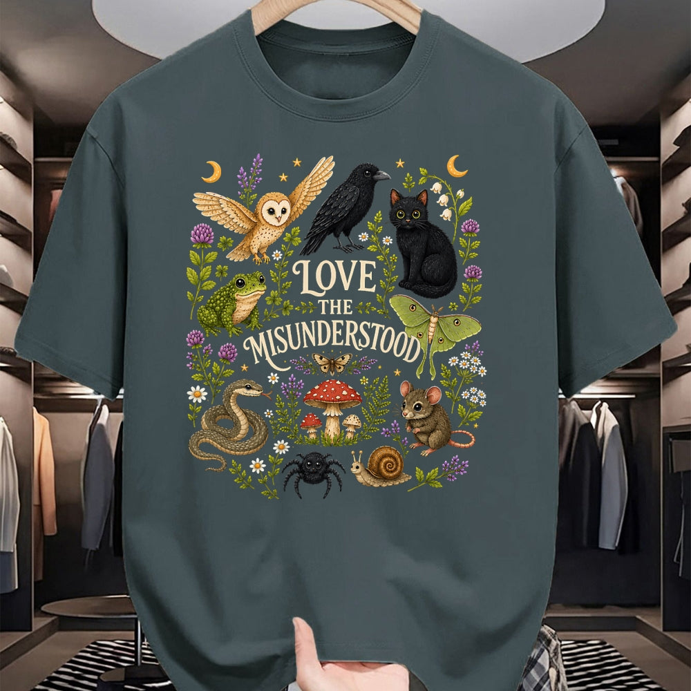 Cat Love Shirt, Funny Cat Lover Gift UnisexT-Shirt/Hoodie/Sweatshirt HLT00 - Love The Misunderstood Bat Raven Cat Snake Spider Moth Frog T-Shirt (1)