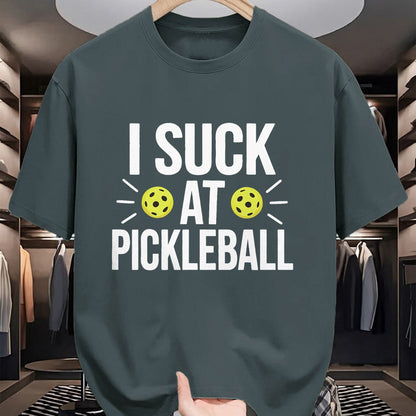 Funny Pickleball Shirt, Pickleball Lover Unisex T-Shirt/Hoodie/Sweatshirt HLT00 - I Suck At Pickleball T-Shirt