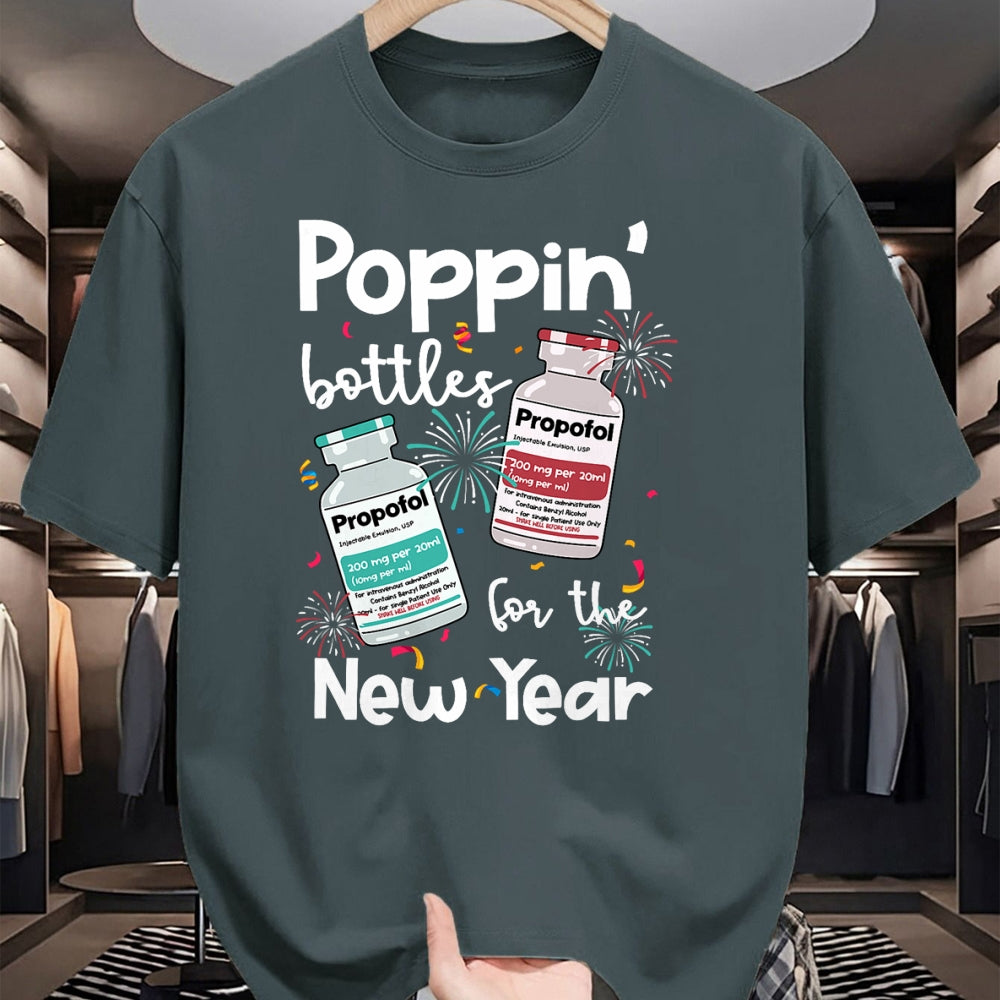 Funny Nurse Shirt, Nurse Unisex T-Shirt/Hoodie/Sweatshirt HLT00 - ICU Nurses New Year Eve Outfits Poppin Bottles PICU ER Nurse T-Shirt