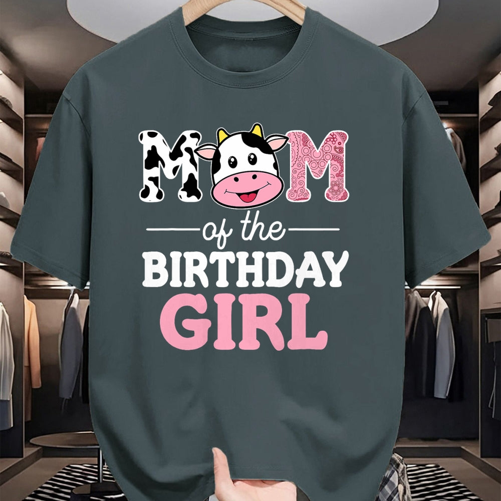 Gift for Mom Shirt, Funny Mom Unisex T-Shirt/Hoodie/Sweatshirt HLT00 - Mom of The Birthday Girl Shirt Farm Cow Mommy Mama 1st T-Shirt