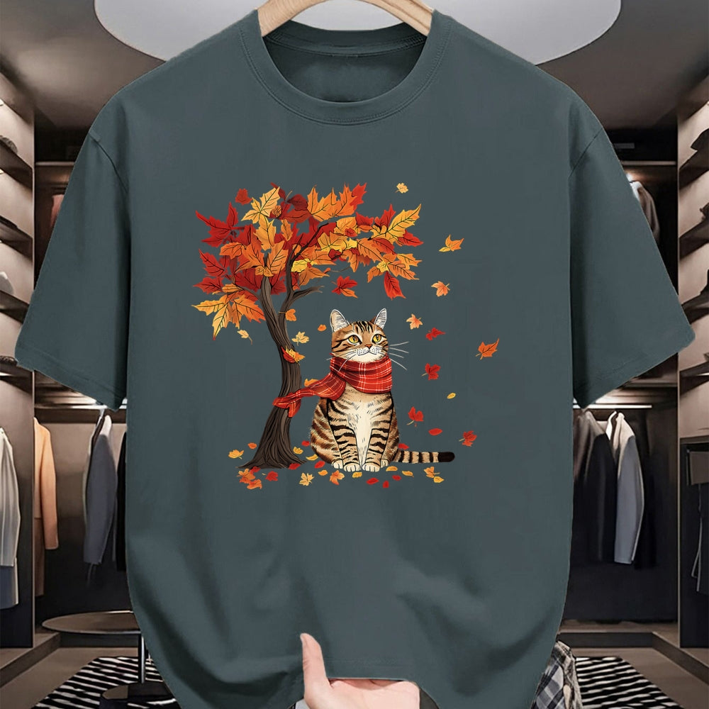 Cat Love Shirt, Funny Cat Lover Gift UnisexT-Shirt/Hoodie/Sweatshirt HLT00 - Cat Leaf Fall Tree Hello Autumn Thanksgiving It_s Fall Y_all T-Shirt