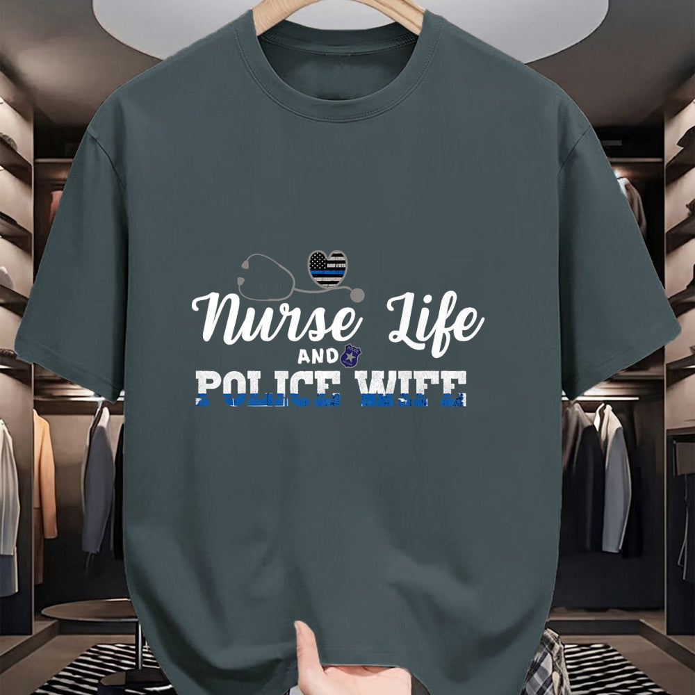 Funny Nurse Shirt, Nurse Unisex T-Shirt/Hoodie/Sweatshirt HLT00 - Nurse RN Life Police Wife Blue Line Support Sheriff Gift T-Shirt