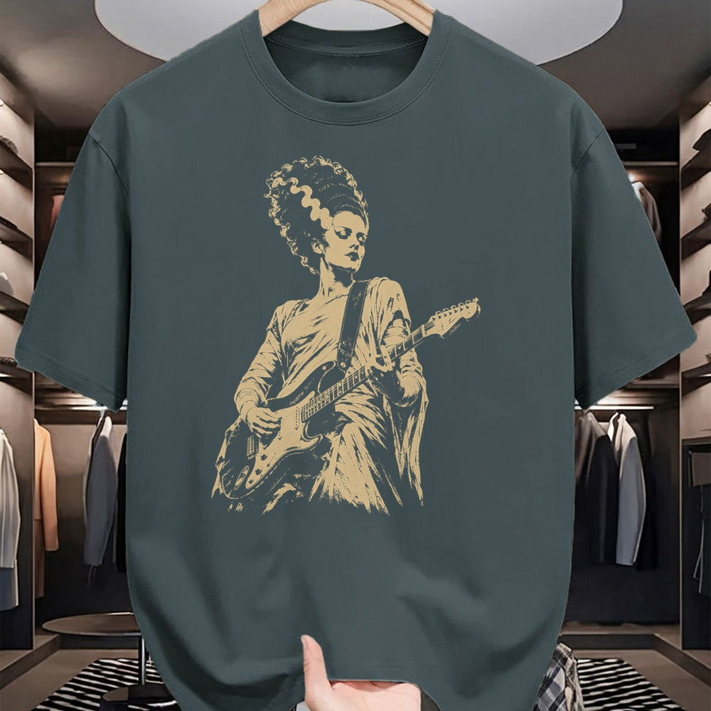 Guitar Lover Shirt, Funny Guitar UnisexT-Shirt/Hoodie/Sweatshirt HLT00 - Bride of Frankenstein Playing Guitar Halloween Guitarist T-Shirt