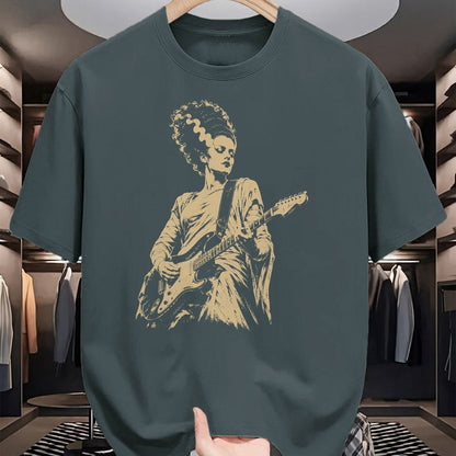 Guitar Lover Shirt, Funny Guitar UnisexT-Shirt/Hoodie/Sweatshirt HLT00 - Bride of Frankenstein Playing Guitar Halloween Guitarist T-Shirt