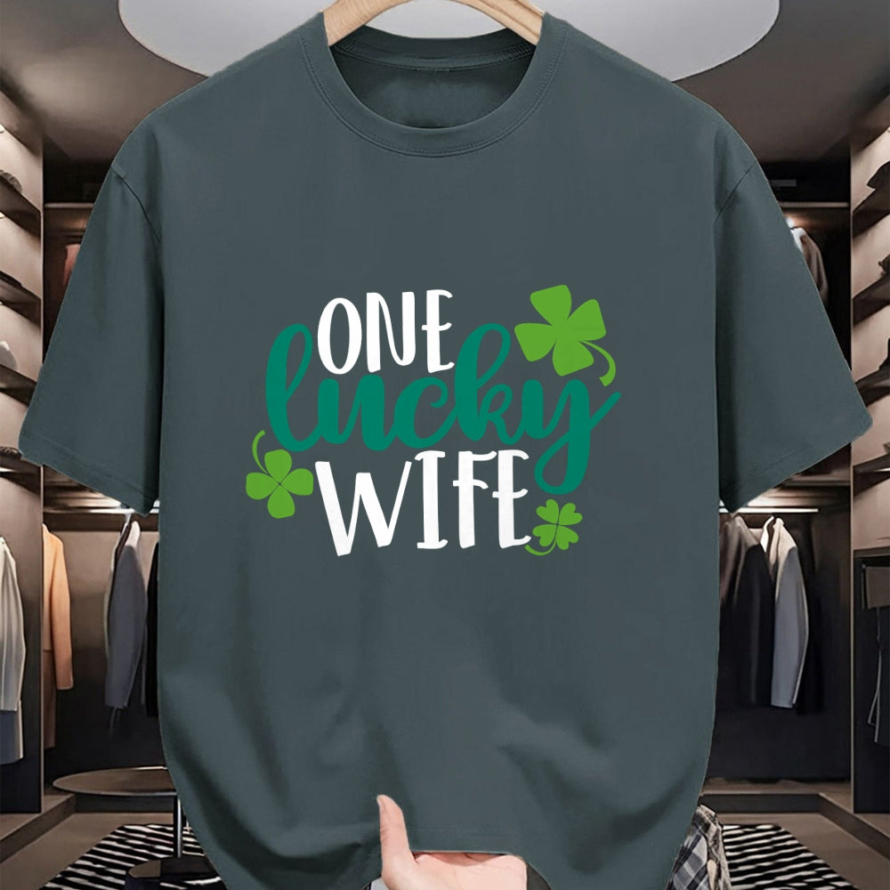 Best Wife Shirt, Wife and Husband Unisex T-Shirt/Hoodie/Sweatshirt HLT00 - Gift for wife T shirt, lucky wife   One Lucky Wife Irish St Patricks Day Womens Girls Funny Gift Swe (1)