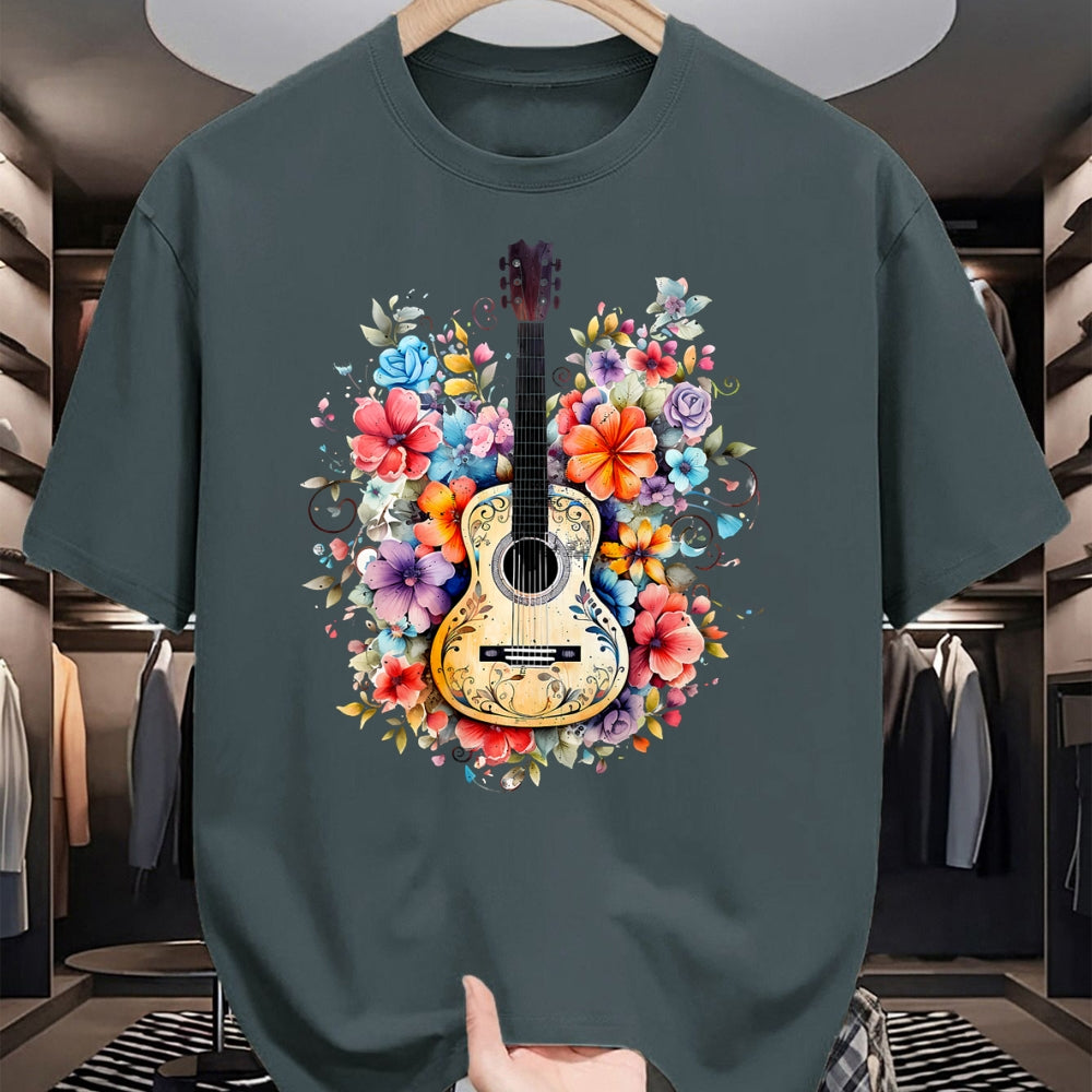 Guitar Lover Shirt, Funny Guitar UnisexT-Shirt/Hoodie/Sweatshirt HLT00 - Floral Guitar Graphic Guitarist Gift Mens Womens Dad Girl T-Shirt