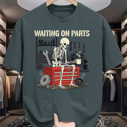Best Mechanic Life Shirt, Funny Mechanic UnisexT-Shirt/Hoodie/Sweatshirt HLT00 - Waiting On Parts Skeleton Garage Auto Mechanic Repair T-Shirt, Men, Black, Large