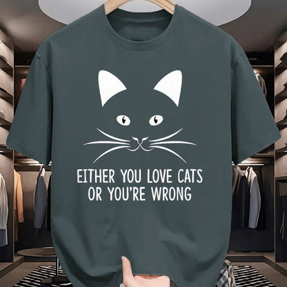 Cat Love Shirt, Funny Cat Lover Gift UnisexT-Shirt/Hoodie/Sweatshirt HLT00 - Either You Love Cats Or You_re Wrong - T-Shirt, Men, Navy Blue, 3X-Large